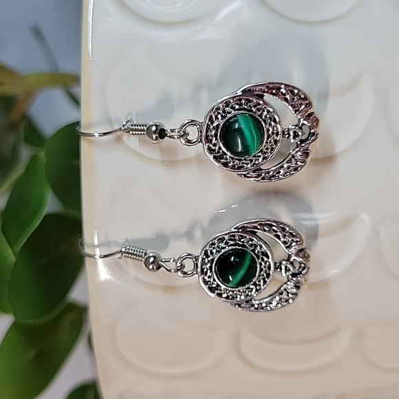 Claddagh Drop Earrings, Antiqued Silver - Picture 4 of 7